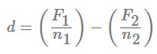 d equals F one over n one minus F two over n two