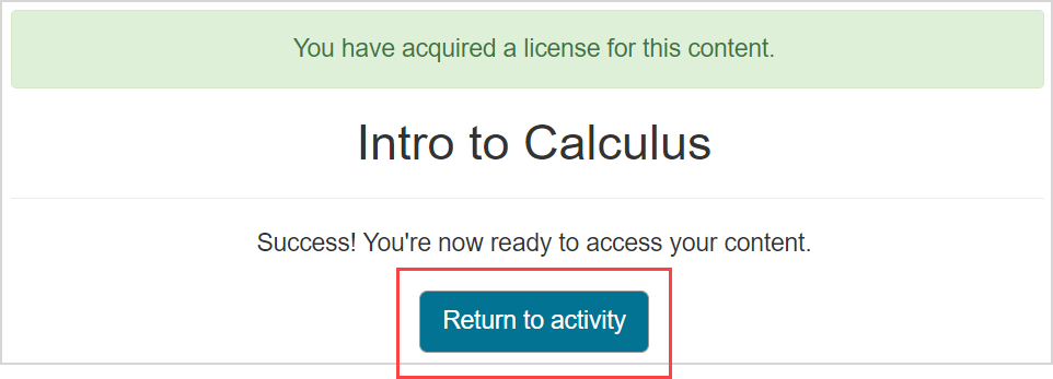 A success page states that you have acquired a license and you can return to using Möbius.