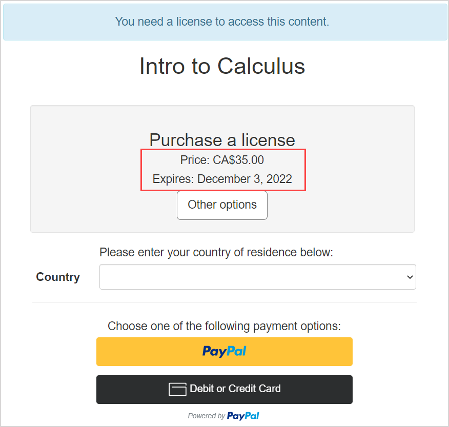 The cost and expiry date of your license is shown on the license purchase page.